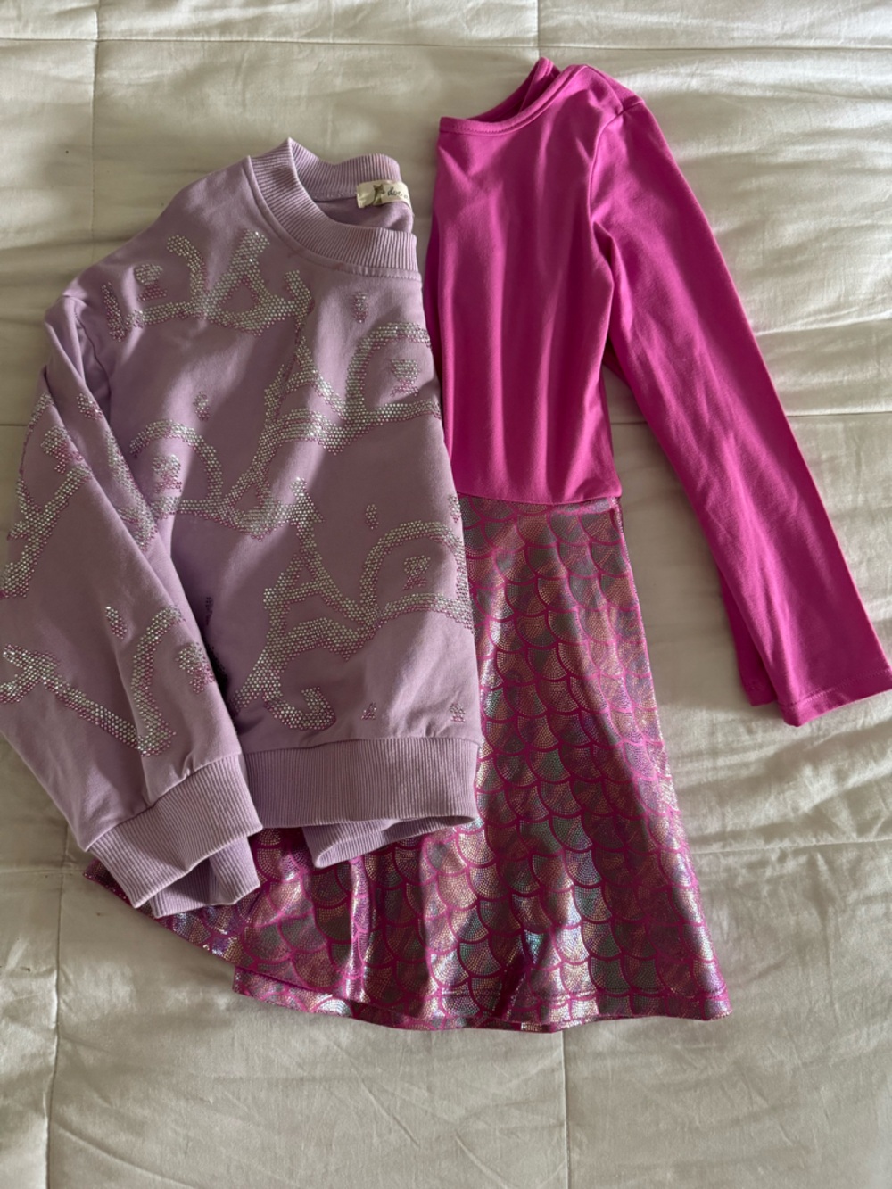 Girly Rhinestone Sweatshirt & Shiny Dress